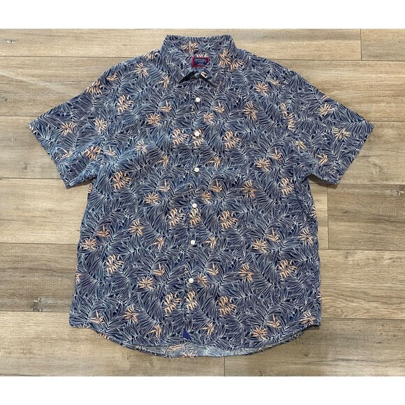 Men's Blue and Orange Patterned Shirt - Picture 1 of 7